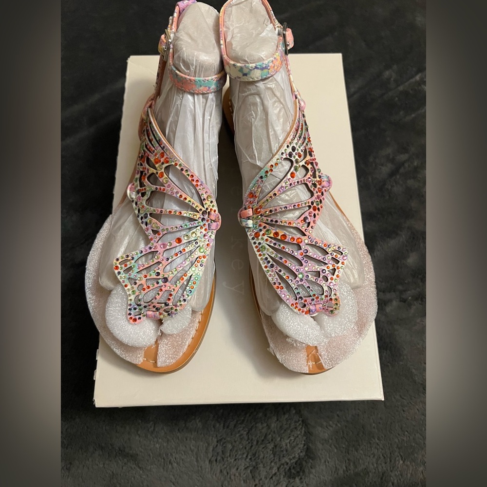 Copper Key Multicolor Butterfly Cutout Ankle Strap Sandals - Picture 9 of 11